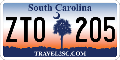SC license plate ZTO205