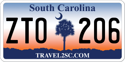 SC license plate ZTO206