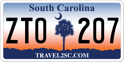 SC license plate ZTO207