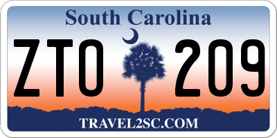 SC license plate ZTO209