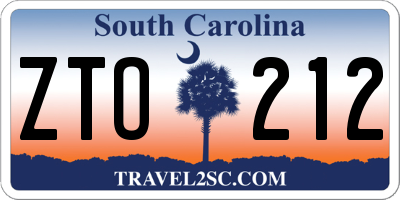 SC license plate ZTO212