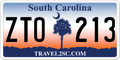 SC license plate ZTO213