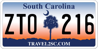 SC license plate ZTO216