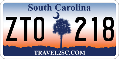 SC license plate ZTO218