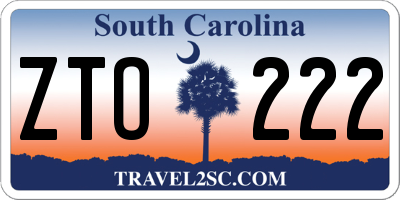 SC license plate ZTO222