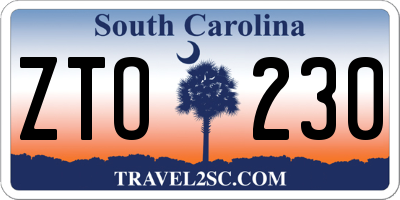 SC license plate ZTO230
