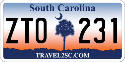 SC license plate ZTO231