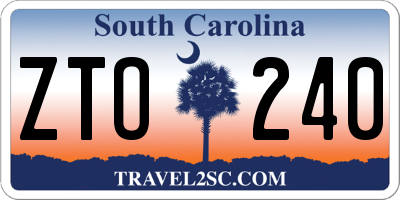 SC license plate ZTO240