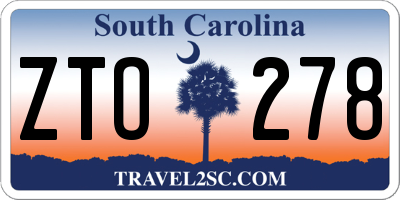 SC license plate ZTO278