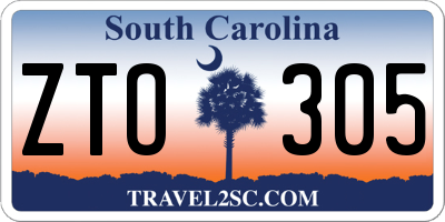 SC license plate ZTO305