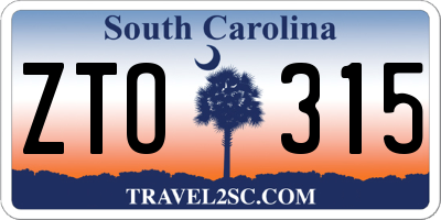 SC license plate ZTO315