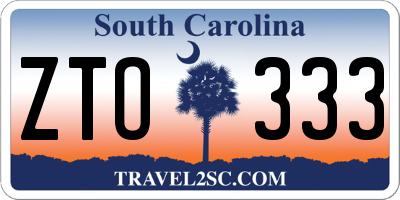 SC license plate ZTO333