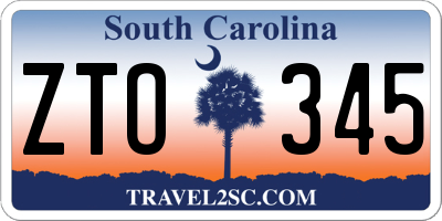 SC license plate ZTO345
