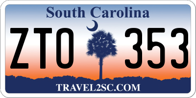 SC license plate ZTO353