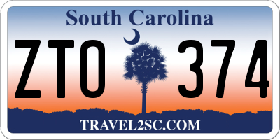 SC license plate ZTO374
