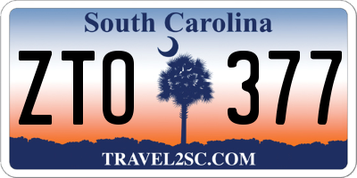 SC license plate ZTO377