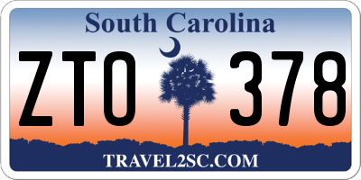 SC license plate ZTO378