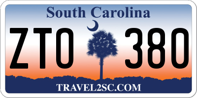 SC license plate ZTO380