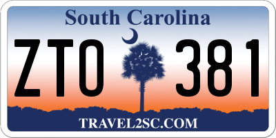 SC license plate ZTO381