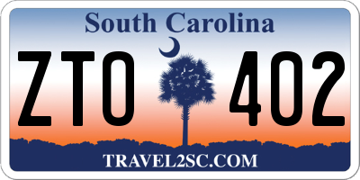 SC license plate ZTO402