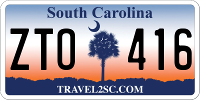 SC license plate ZTO416