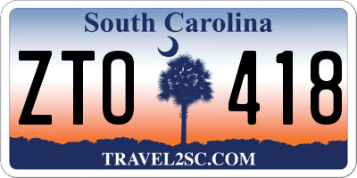 SC license plate ZTO418