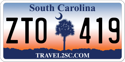 SC license plate ZTO419
