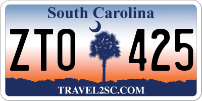 SC license plate ZTO425