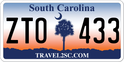 SC license plate ZTO433