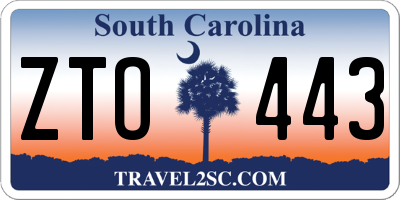 SC license plate ZTO443
