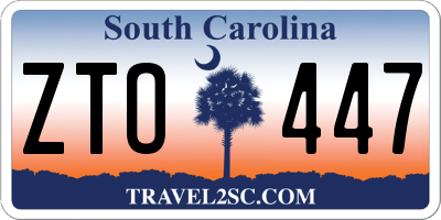 SC license plate ZTO447