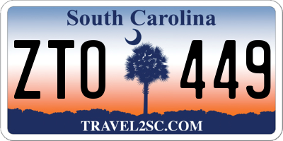 SC license plate ZTO449