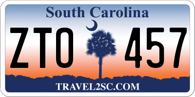 SC license plate ZTO457