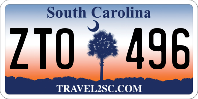 SC license plate ZTO496