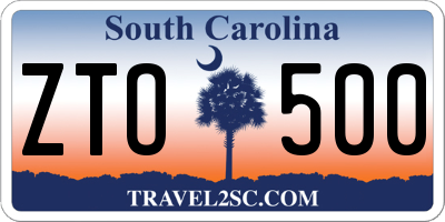 SC license plate ZTO500