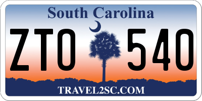 SC license plate ZTO540