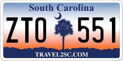 SC license plate ZTO551