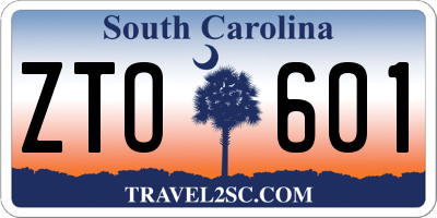 SC license plate ZTO601