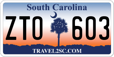 SC license plate ZTO603