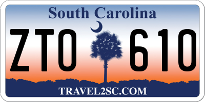 SC license plate ZTO610