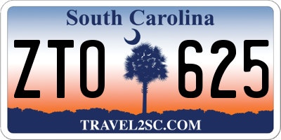 SC license plate ZTO625