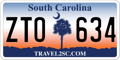 SC license plate ZTO634
