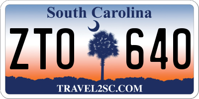 SC license plate ZTO640