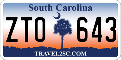 SC license plate ZTO643