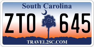 SC license plate ZTO645