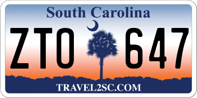 SC license plate ZTO647