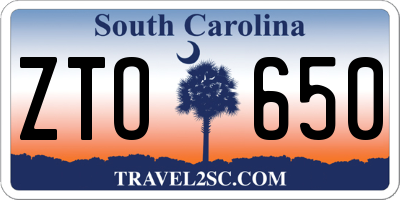 SC license plate ZTO650