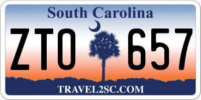 SC license plate ZTO657