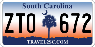 SC license plate ZTO672