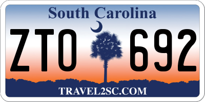 SC license plate ZTO692